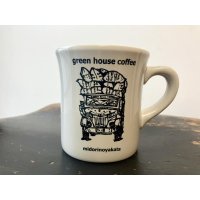 NEW！　ORIGINALマグカップ/　GREEN HOUSE COFFEE / 生成色のような白色 / 豆積載トラック柄